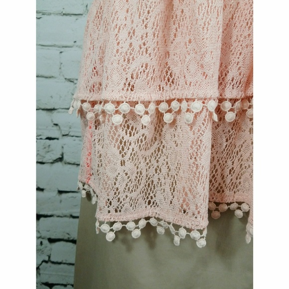 Free People Peach lace layered tank sz M - Picture 5 of 8